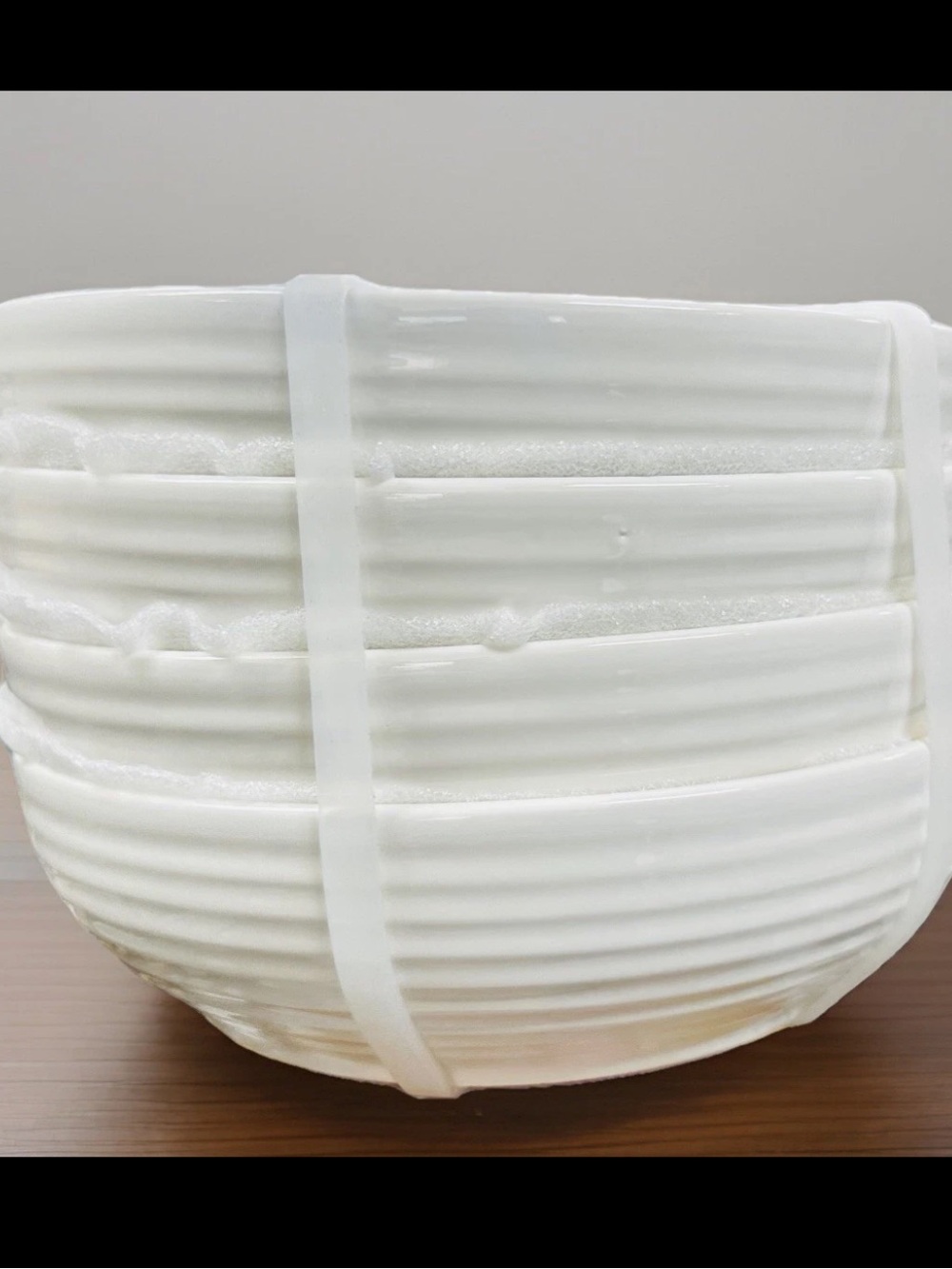Ivory + Stone White Dinner Bowls - Set of 4 serrations pasta bowls